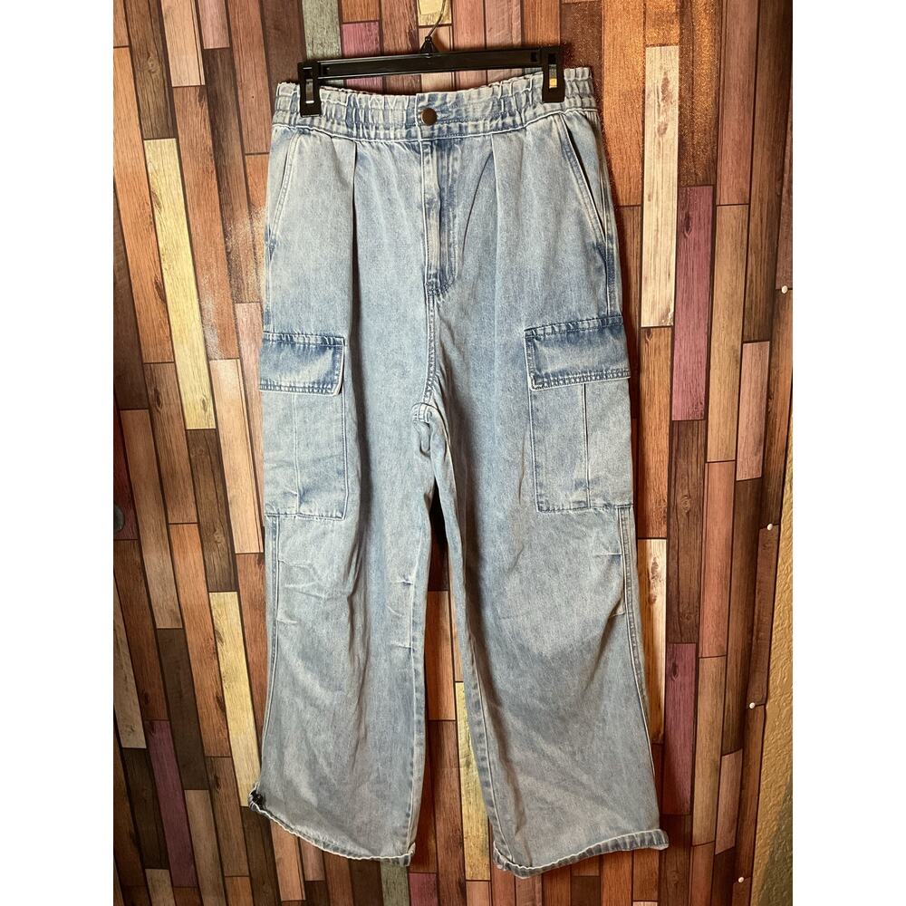 Easel Pull On Waist Cargo Wide Leg Baggy Jeans Women’s Size Medium NWT